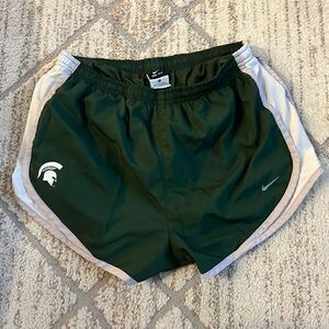 Ladies Medium Nike MSU Michigan state shorts Dri fit green and white
